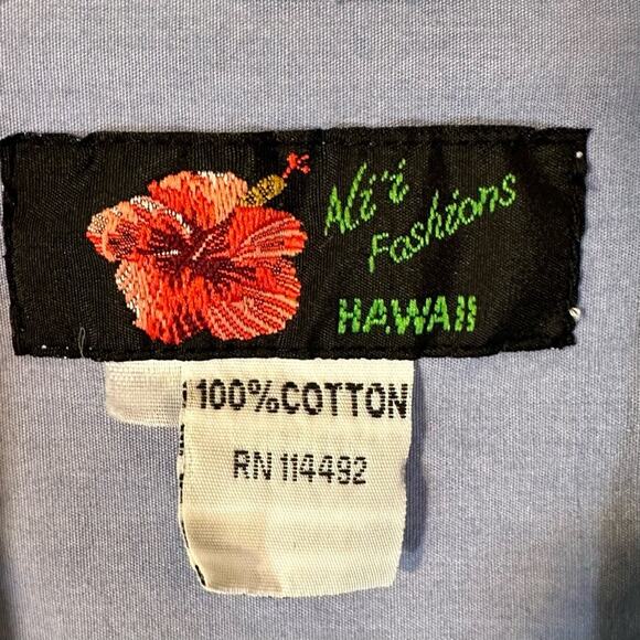 Vintage 80s Surfboard Ukulele Cotton Shirt by Ali’i Fashions Hawaii Tropical - Picture 3 of 6
